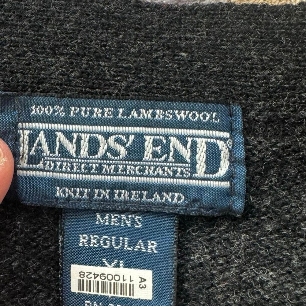 Lands' End 100% Wool Argyl Button-Front Cardigan … - image 5